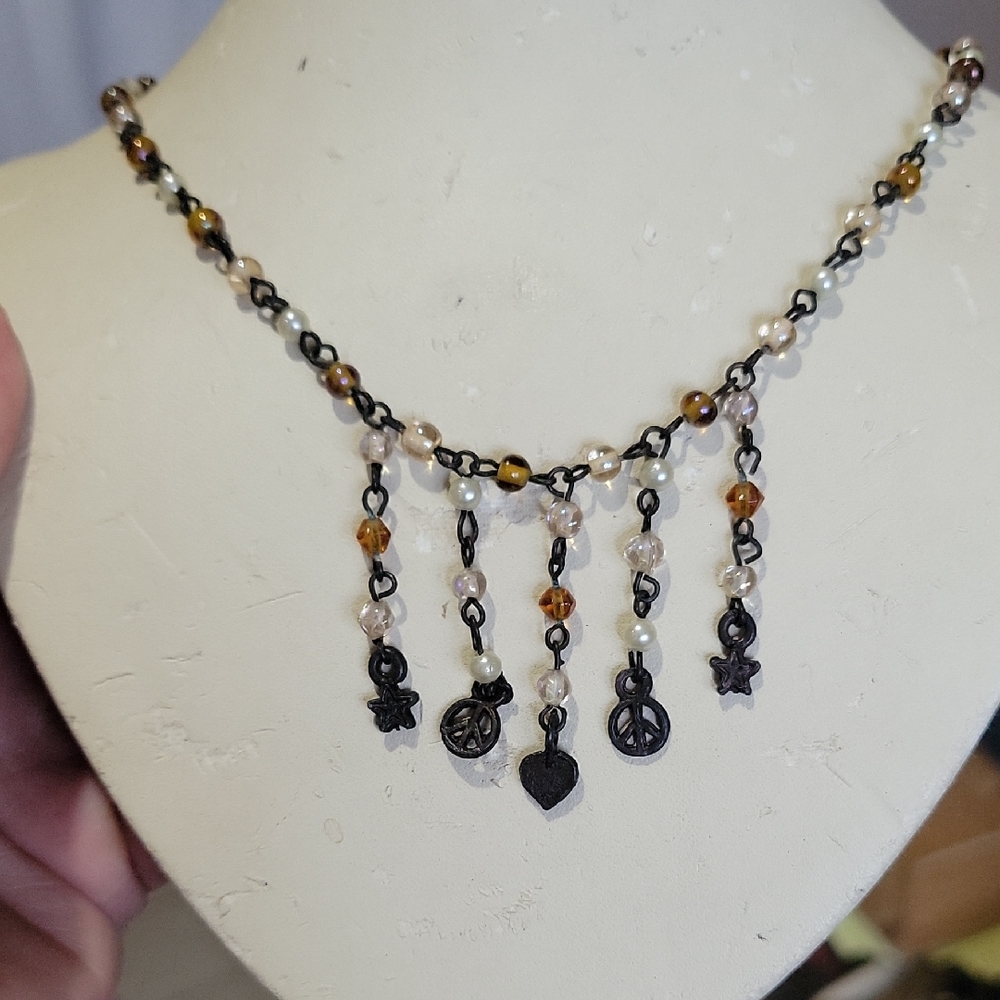 Vintage 18" Beaded Necklace with Charms